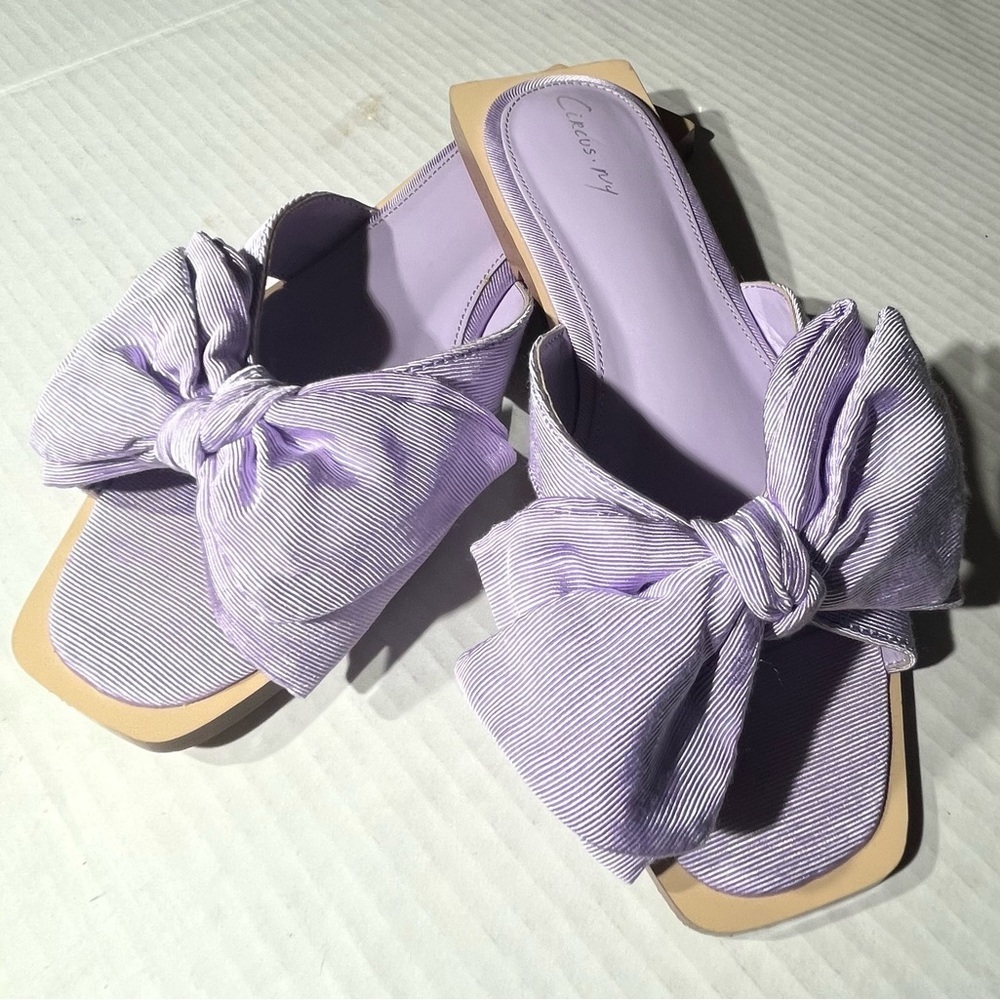 Circus By Sam Edelman Women 7 Idalis Flat Sandal Lavender purple bow slides shoe